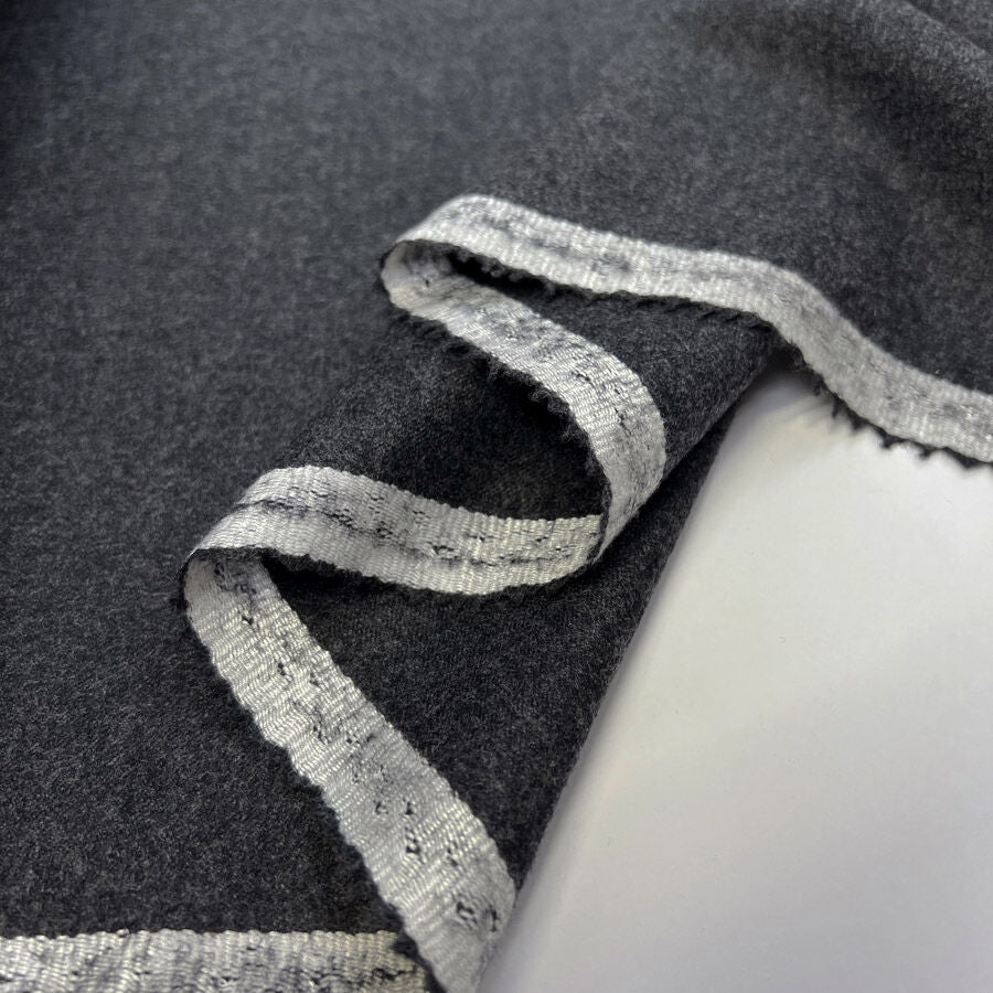Worsted Wool Flannel Ben Dark Grey Suiting Fabric Fold