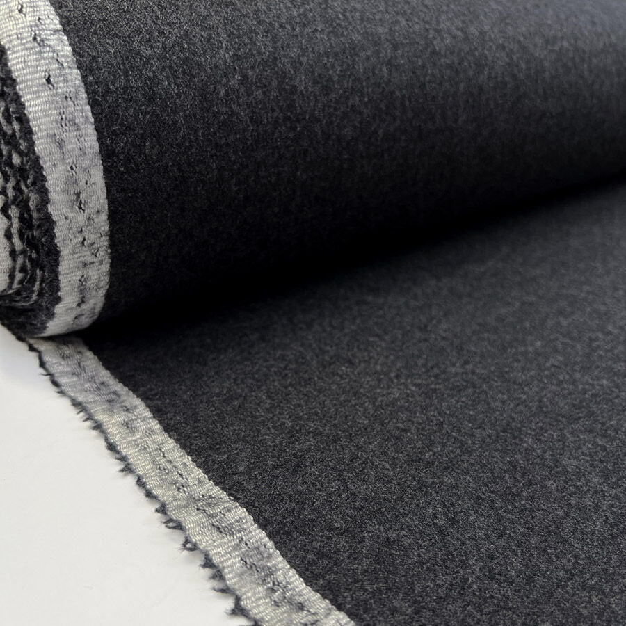 Worsted Wool Flannel Ben Dark Grey Suiting Fabric Roll