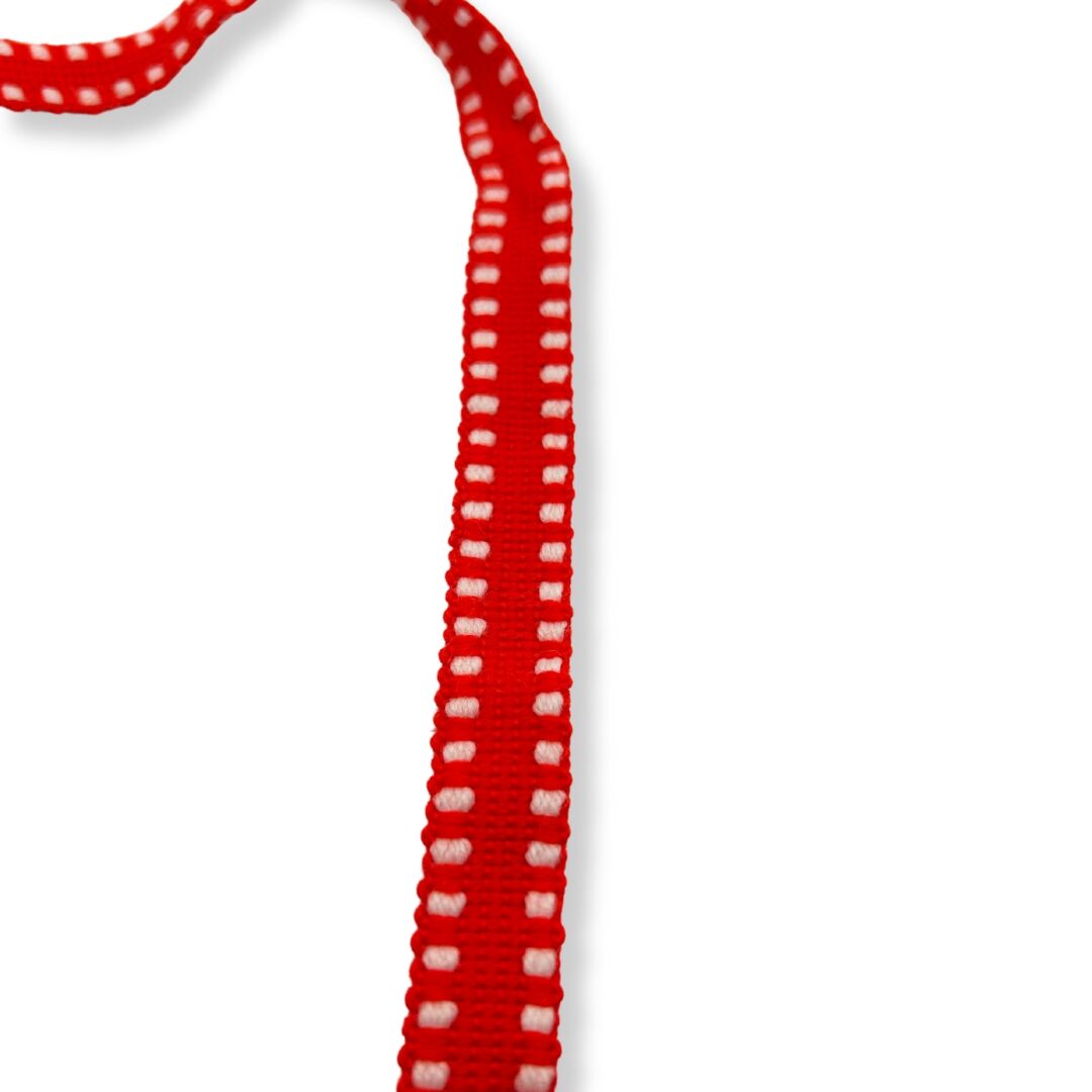 Woven Ladder Polyester Trim Red White 19mm Wide
