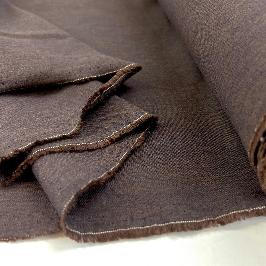 Woven Viscose Plain Brown Dress Fabric Rustic Linen Mix Fold