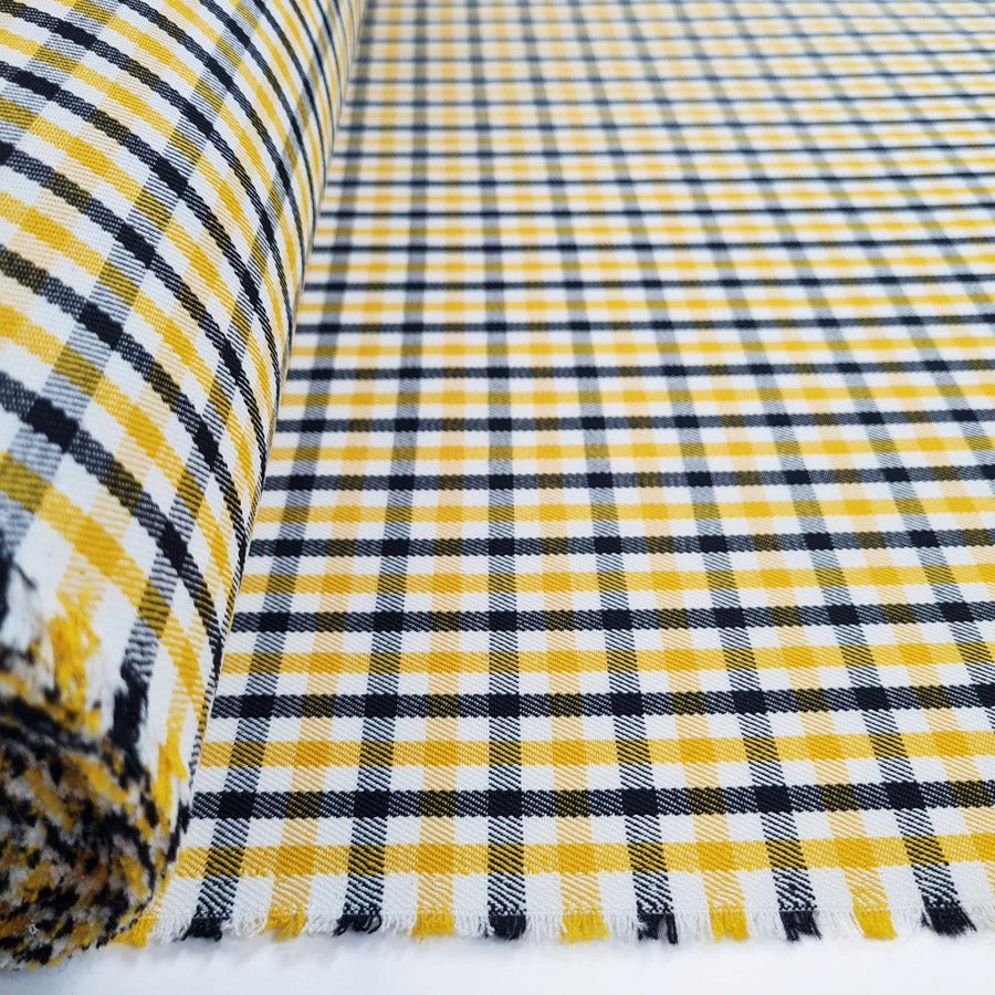 Yellow And Black Check Wool Shirting Upper Middle Roll