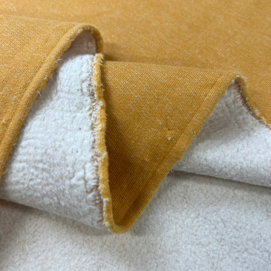 Yellow Cotton Elastane Marl Sweatshirt Fabric Fold