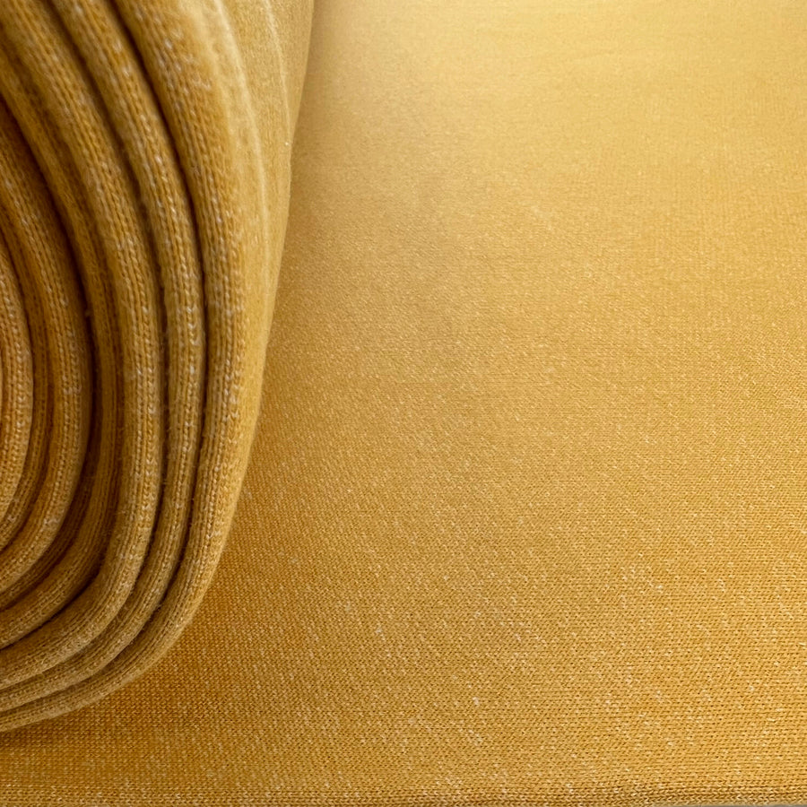 Yellow Cotton Elastane Marl Sweatshirt Fabric Roll