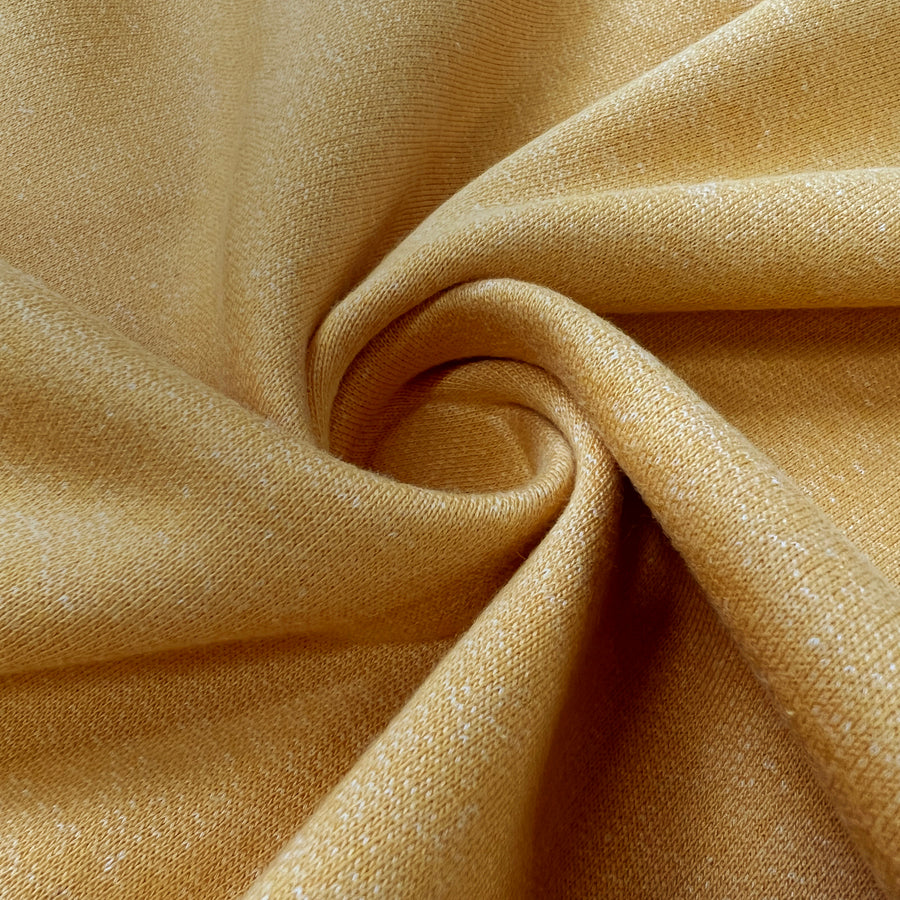 Yellow Cotton Elastane Marl Sweatshirt Fabric Twist