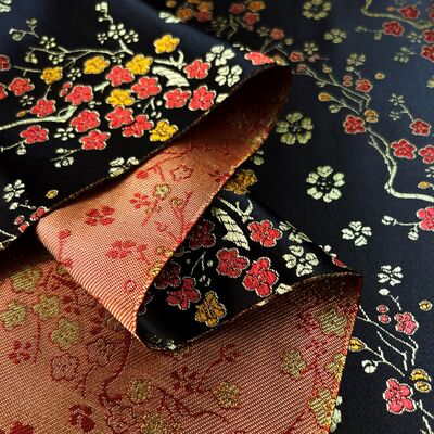 Qipao_Night_Blossom_Black_Floral_Polyester_Chinese_Jacquard_Dress_Fabric_Fold