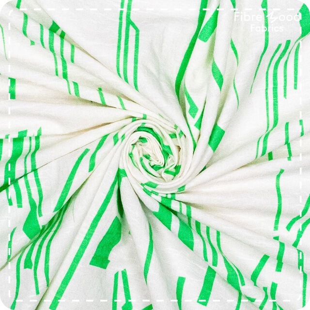 Green Abstract Print Cotton Poplin