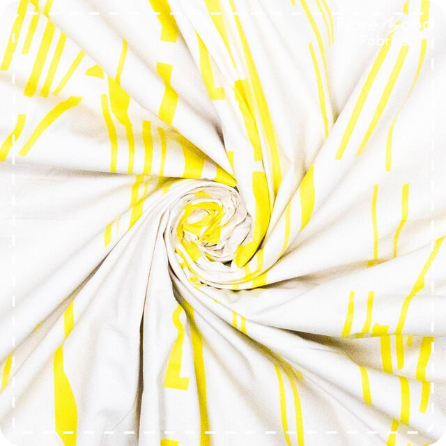 Yellow Abstract Print Cotton Poplin