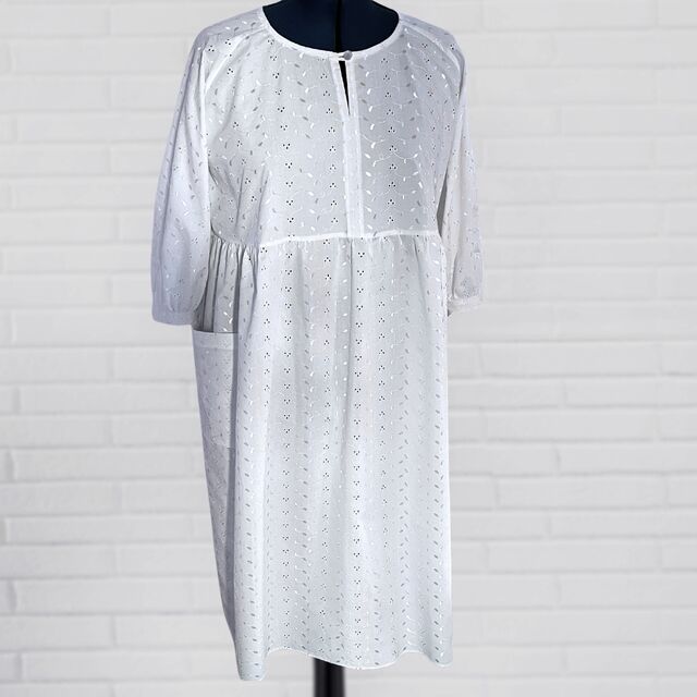 3 Hole - Broderie Anglaise - White / Customer Make by Ann - 3 Hole Broderie Anglaise White - Sew House Seven Romey Gathered Dress  - January 2024