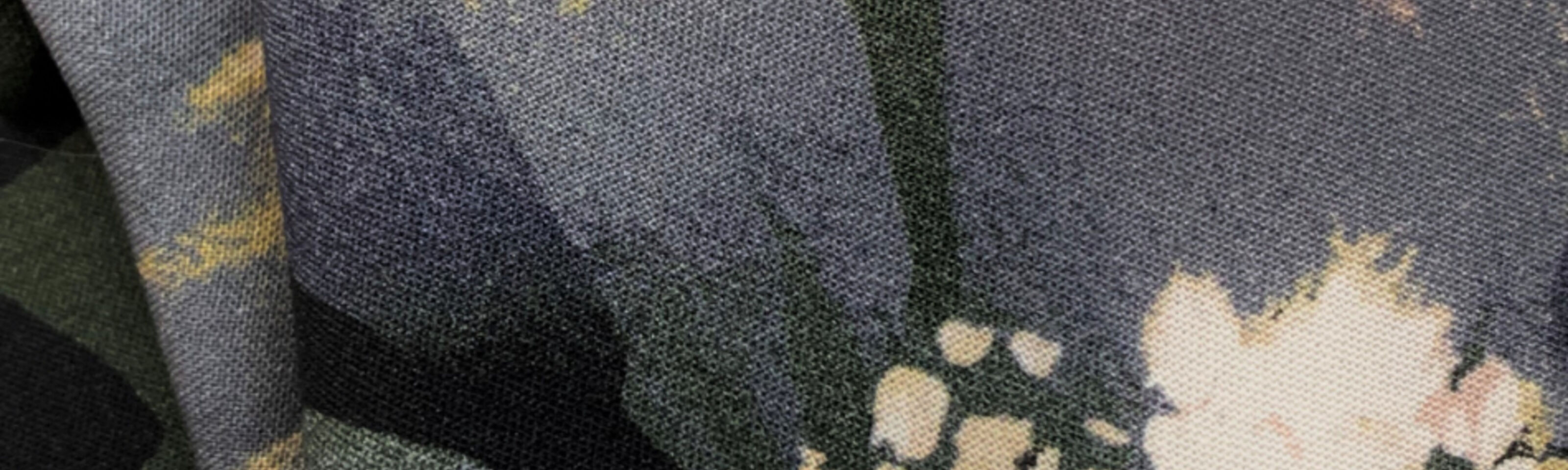 JK - Fenrnando - Olive - Floral Printed Viscose Challis John Kaldor Designer Dress Fabric - Close Up Fabric Photo 