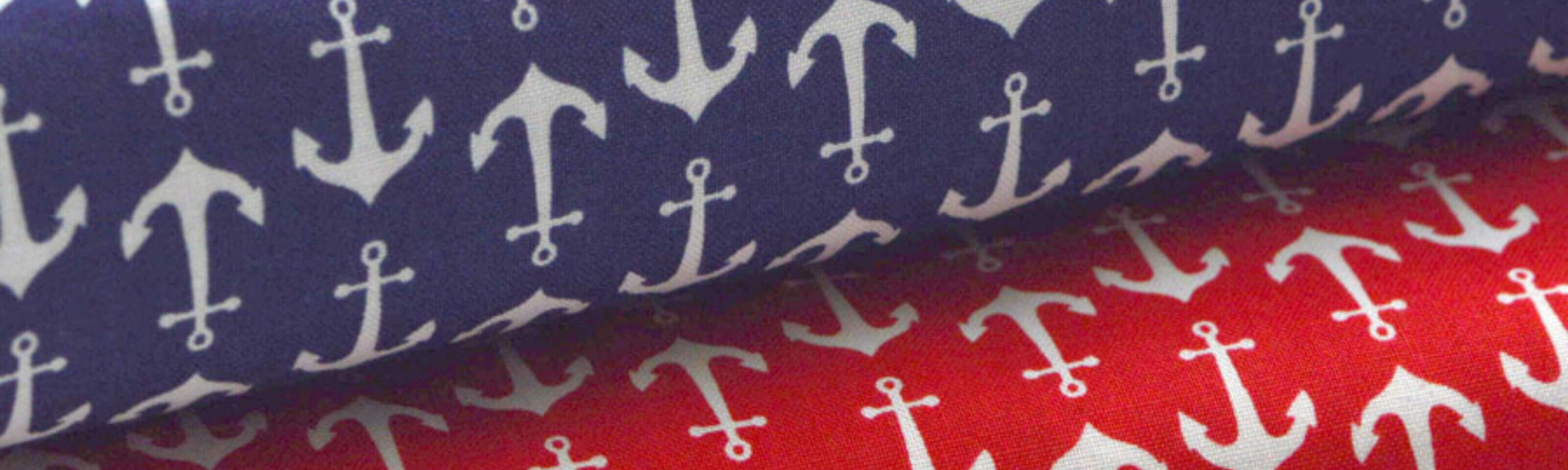 Riley Blake- Red- Blue- Anchor - Cotton - Dress - Fabric - Group
