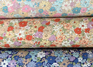 Poplin Print Country Garden Pink Coral Navy Cotton Floral Dress Fabric Group F063A28A Fef4 43C3 A128 A05404741A82