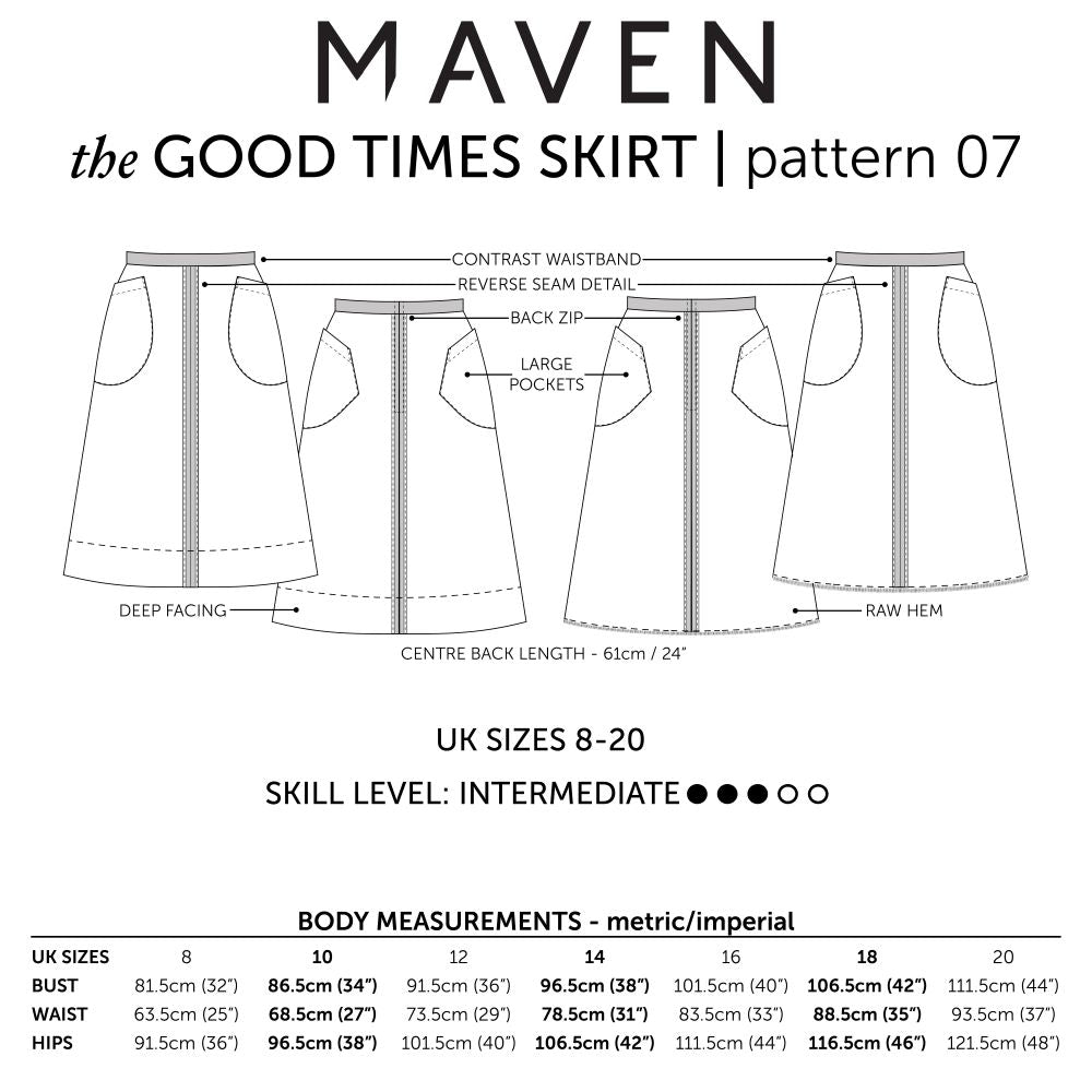 Maven - The Good Times Skirt Sewing Pattern