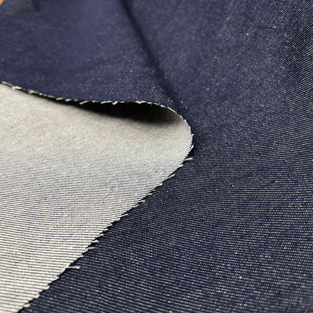 10.5oz Forge Denim Blue Cotton Woven Trouser Fabric Fold