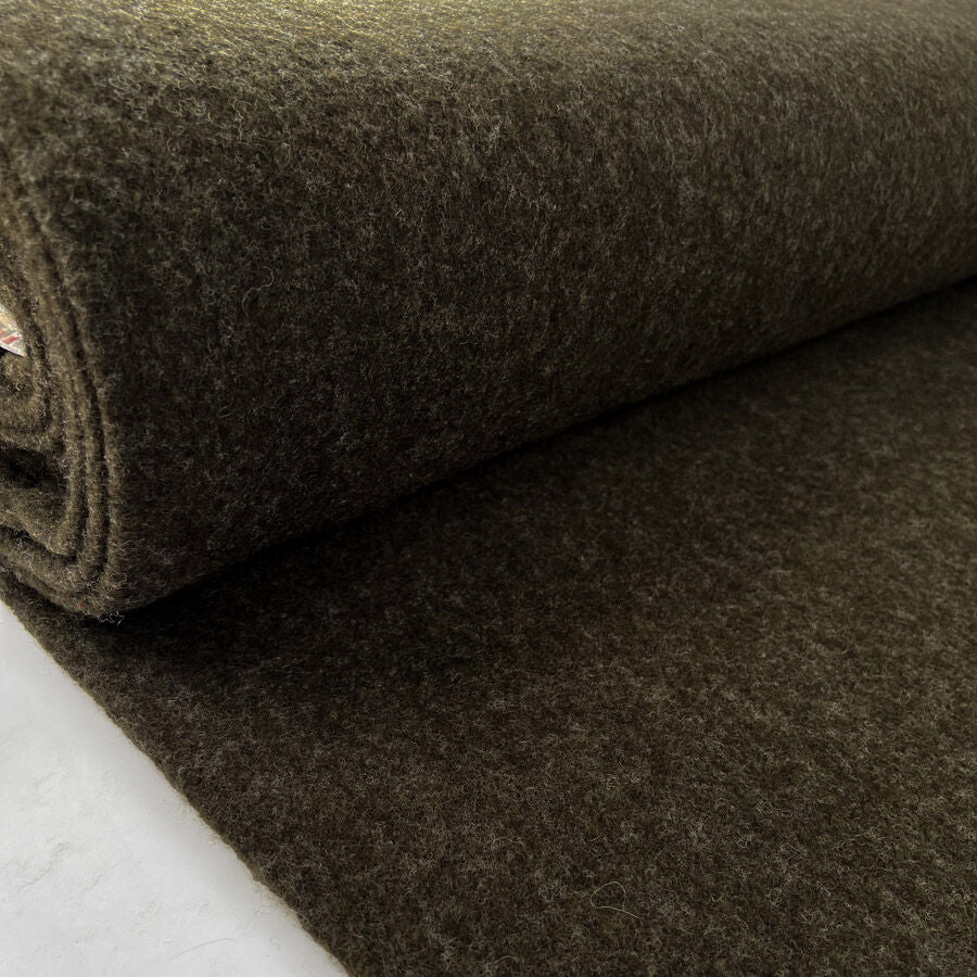 100% Wool Fleece - Military Green