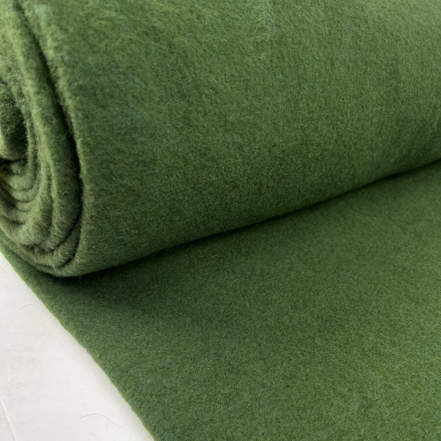 100% Fleece Wool Moss Green Australian Virgin Oeko Tex Knitted Coat Fabric Roll