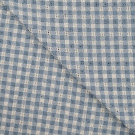 Washed Cotton Gingham Jacquard - Dusty Blue
