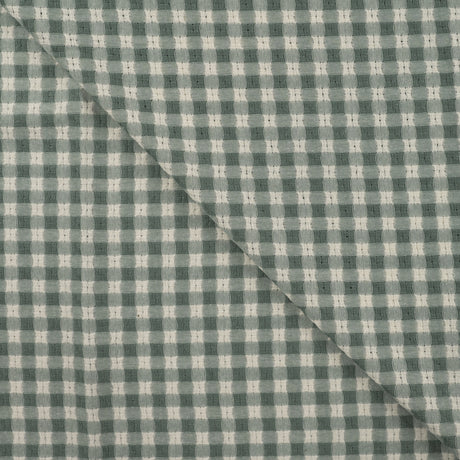 Washed Cotton Gingham Jacquard - Dusty Mint