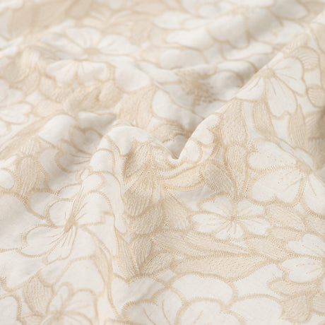 Vintage Embroidered Cotton - Floral - Sand