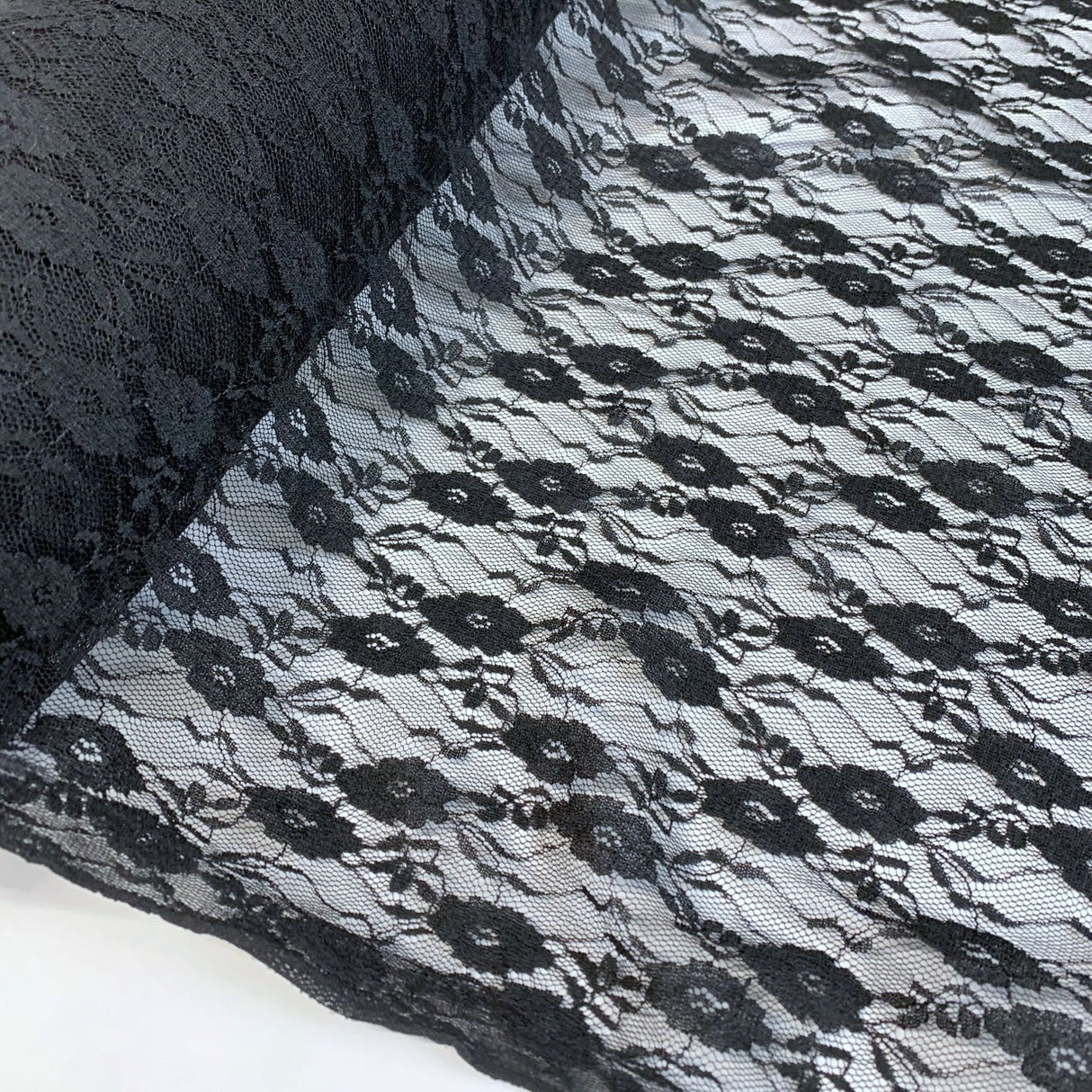 Remnant - Stretch Lace - Black (2.28m)