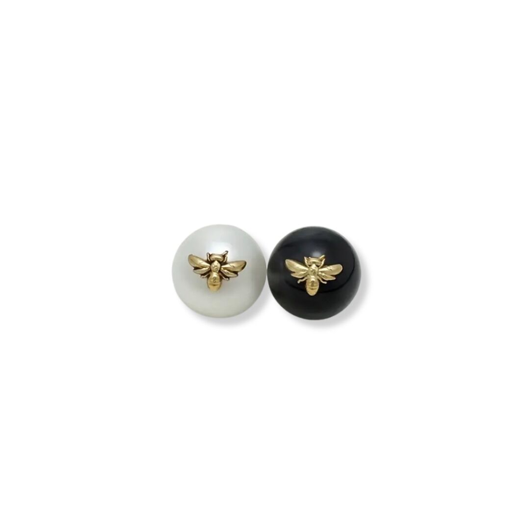 11mm Wide Bumble Bee Pearl Resin Buttons