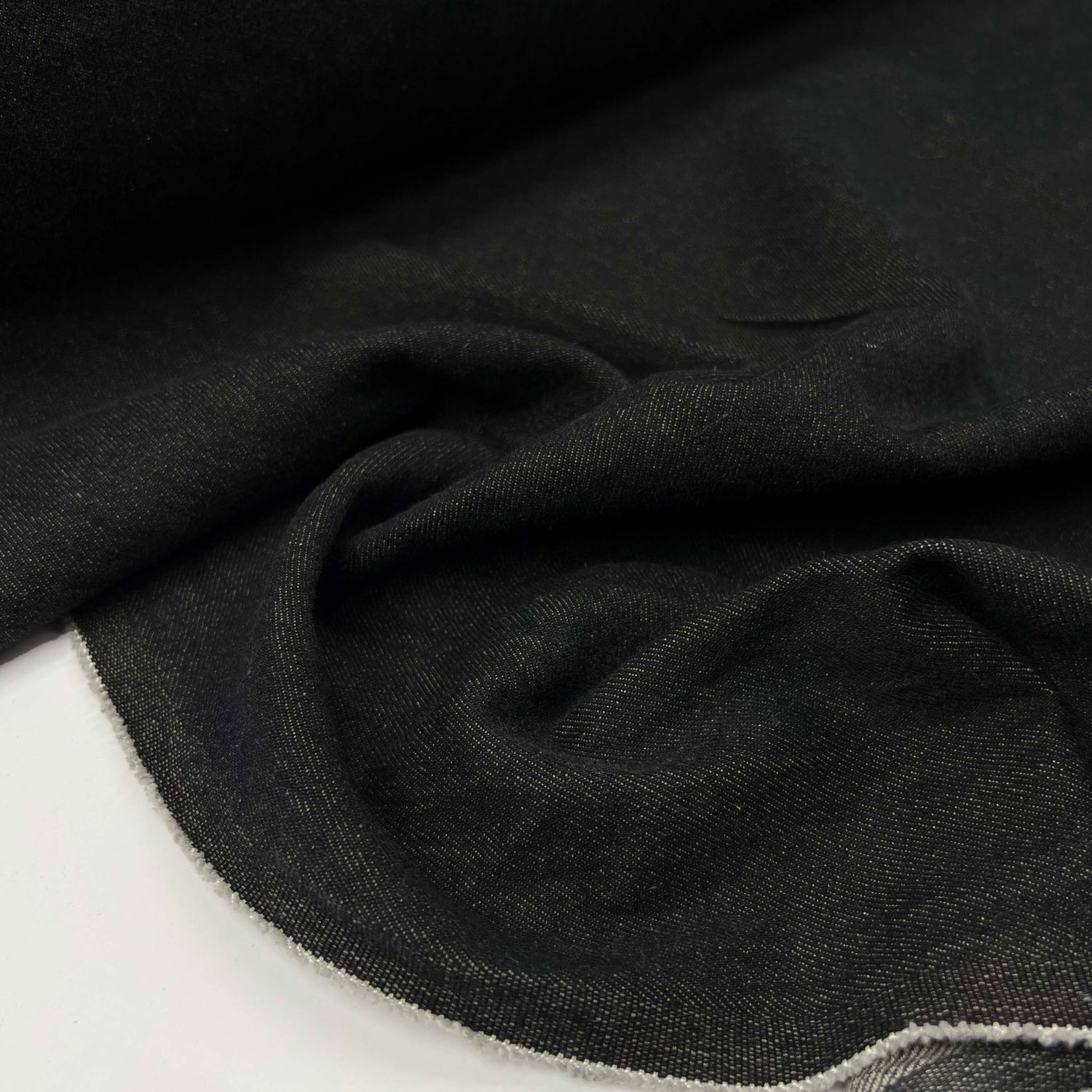 11oz Denim Oliver Cotton Black Plain Woven Jean Trouser Fabric CU