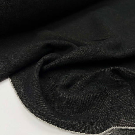 11oz Denim Oliver Cotton Black Plain Woven Jean Trouser Fabric CU