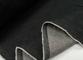 11oz Denim Oliver Cotton Black Plain Woven Jean Trouser Fabric Fold