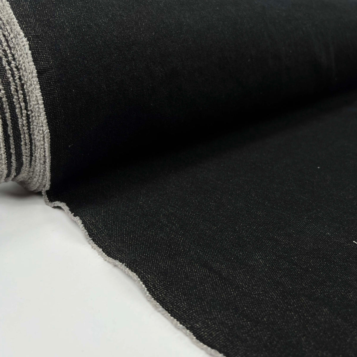 11oz Denim Oliver Cotton Black Plain Woven Jean Trouser Fabric Roll