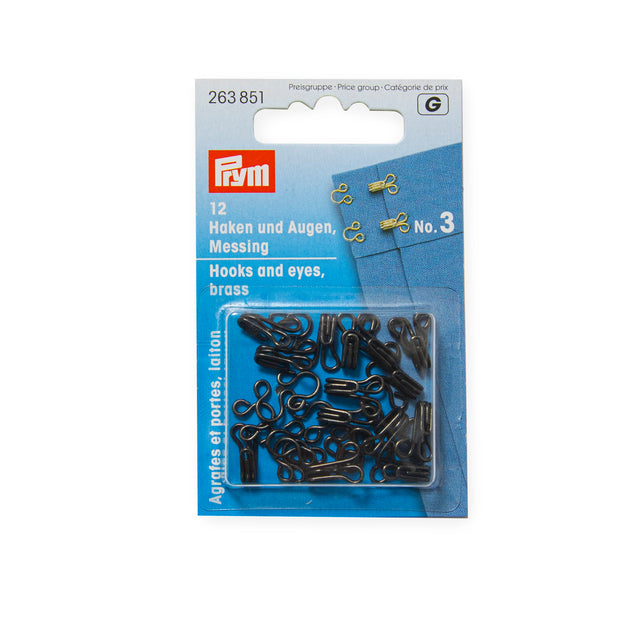 Prym Spring Hooks And Eyes Black No 3