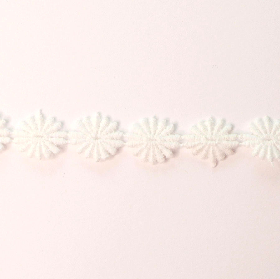 12mm White Austrian Daisy Applique Cotton Lace Trim