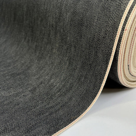 12oz Recycled Cotton Red Selvedge Denim Elastane Black Trouser Fabric Roll