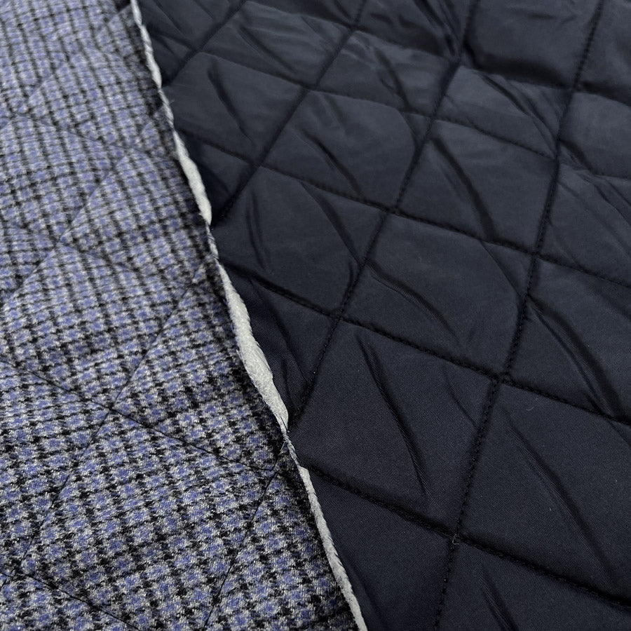 Remnant - Quilted Wool - Blue Check (1.25m)