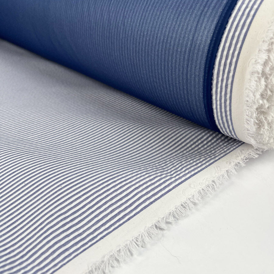 Storm System Seersucker - Navy Stripe