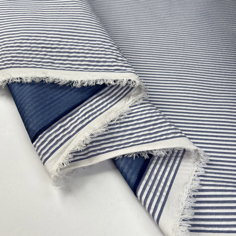 Storm System Seersucker - Navy Stripe