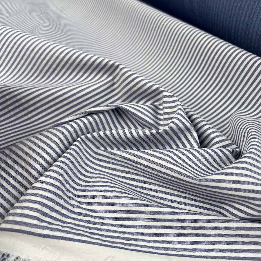 Storm System Seersucker - Navy Stripe