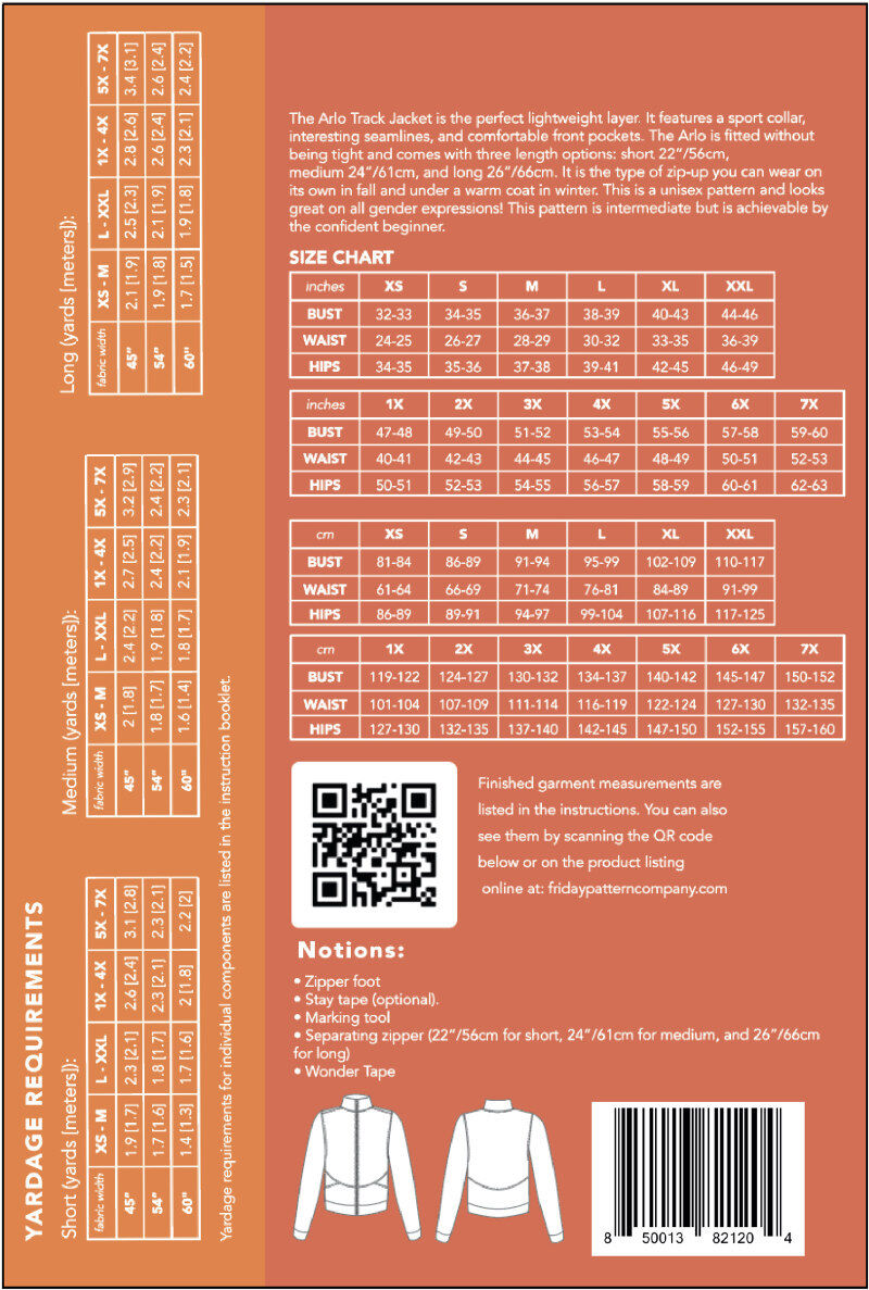 Friday Pattern Company - Arlo Track Jacket Pattern