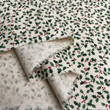 Christmas Cotton - Holly Natural - Dainty