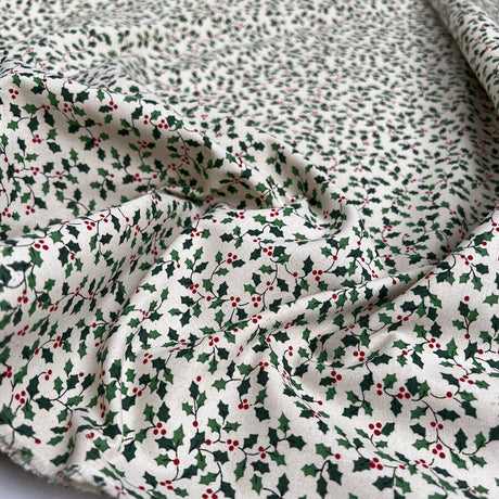 Christmas Cotton - Holly Natural - Dainty