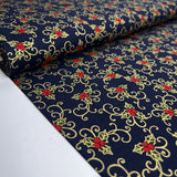 Christmas Cotton - Berries & Holly - Blue