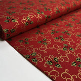 Christmas Cotton - Berries & Holly - Red