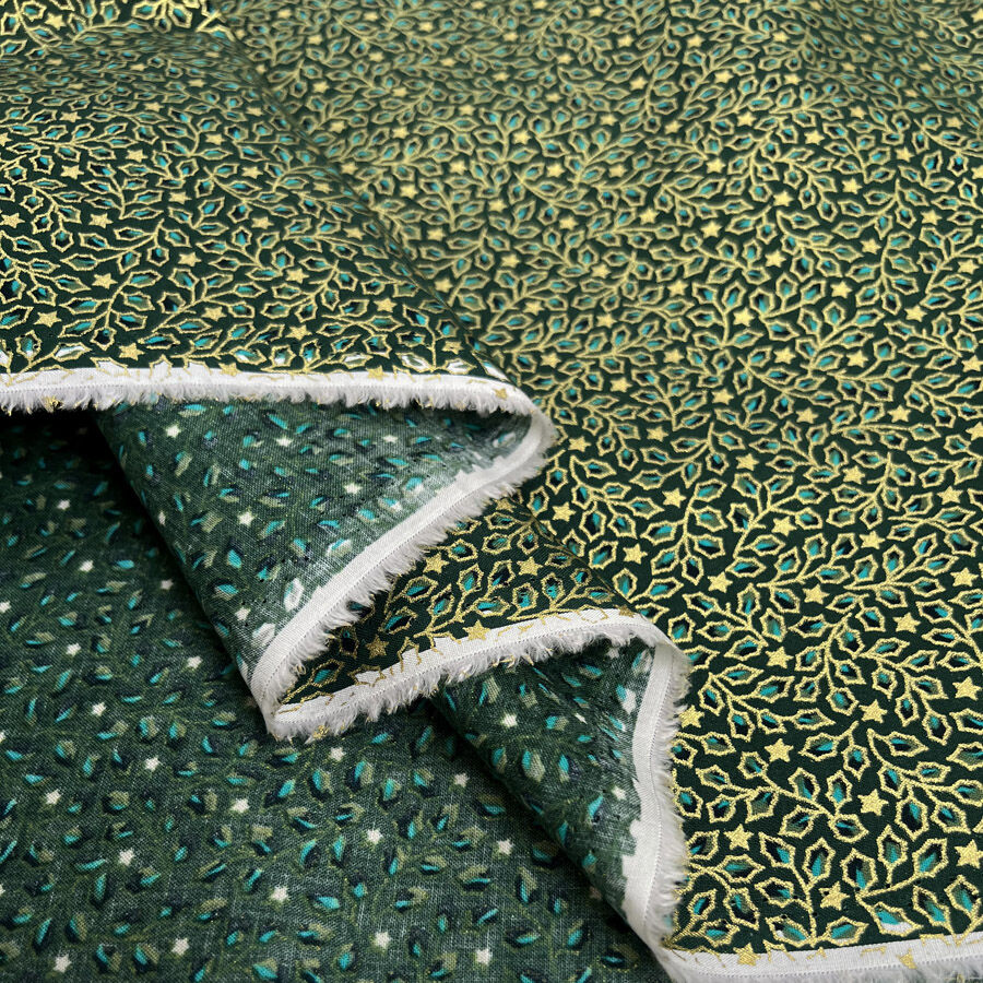 Christmas Cotton - Hollygrove - Green