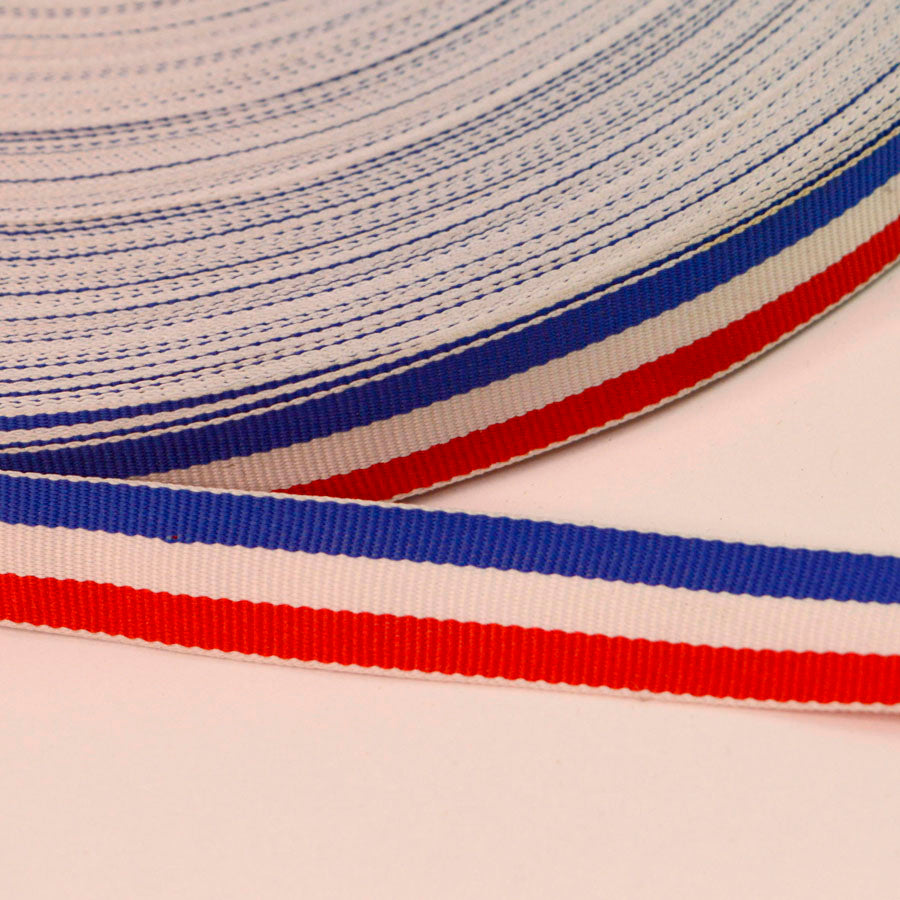 Red, White & Royal Blue Stripe Craft Tape (15mm)