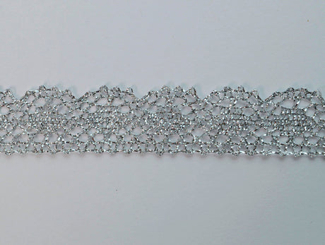 15mm Silver Lurex Lace Trimming Edging Crafts S