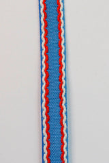 15mm Stitched Edge Braid Cotton Tape – Blue, Red & White