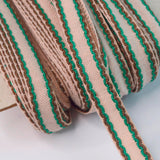 15mm Stitched Edge Braid Cotton Tape - Taupe, Brown & Green