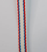15mm Stitched Edge Braid Cotton Tape - White, Blue & Red (50m Roll)