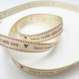 15mm 'Hand Made With Love' Ribbon (5m)