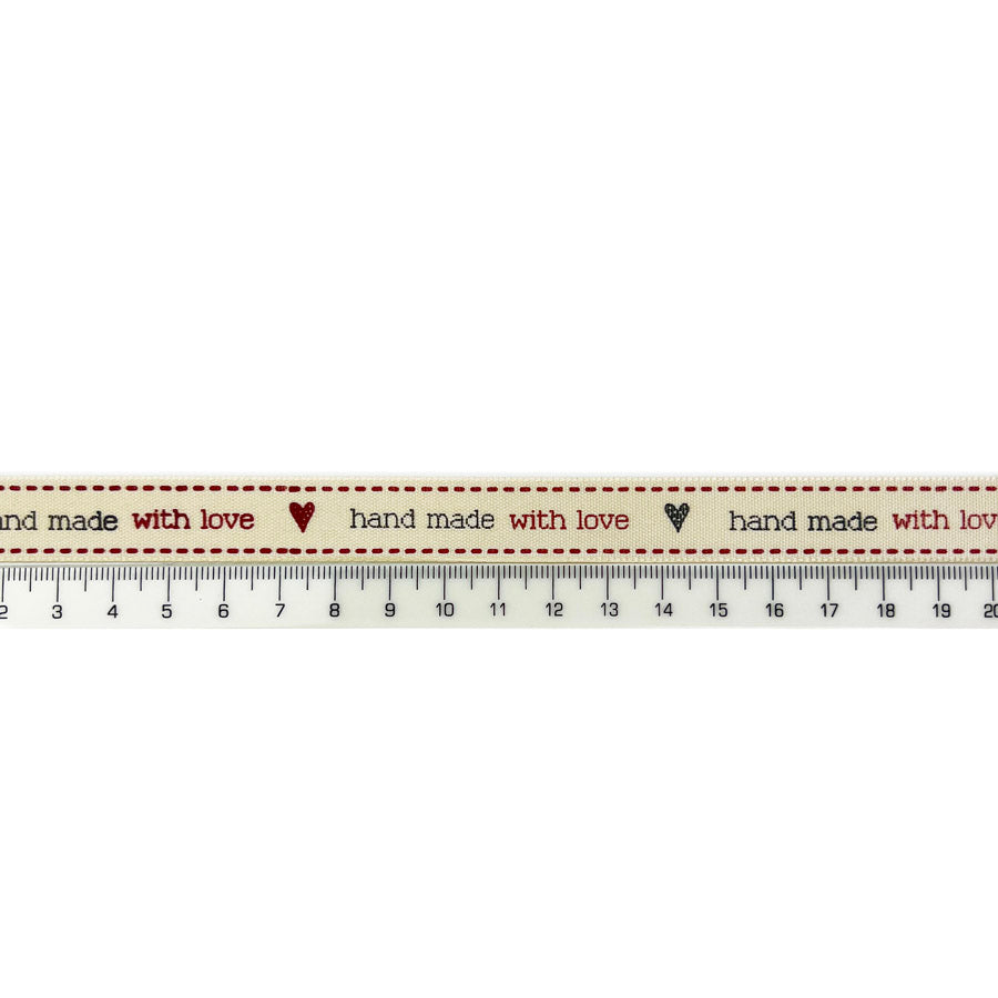 15mm 'Hand Made With Love' Ribbon (5m)
