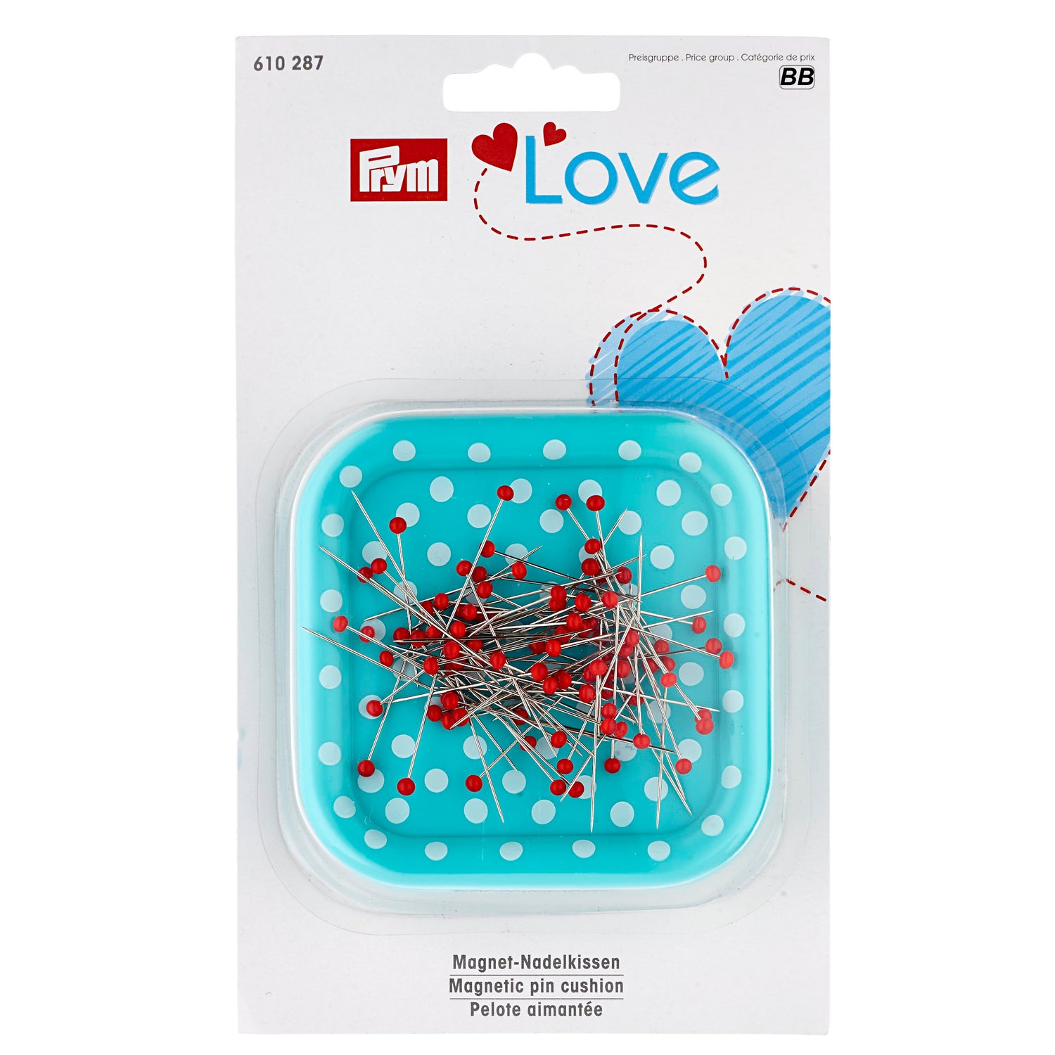 Prym Love - Magnetic Pin Cushion & Glass-Headed Pins - Mint