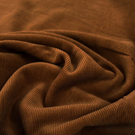 16 Wale Washed Corduroy Chestnut Brown Needlecord Cotton Woven Trouser Fabric